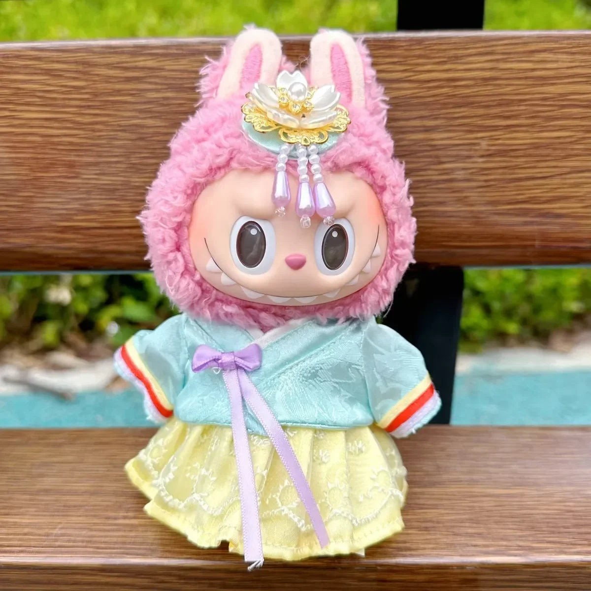 For Labubu I II III Dolls Clothes for Korean Traditional Dress Hanbok Outfit Doll Accessories National Costumes Suit Peaceful Pleasures Health and Wellness D No Doll