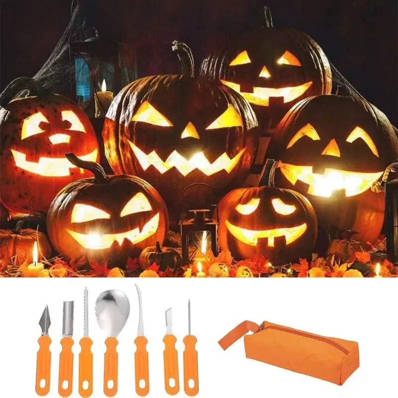 Hot Sale 7Pcs set Halloween Pumpkin Carving Knife Sets Pumpkin Lantern DIY Carved Tools Pottery Tools Pumpkin Cutting Hand Tools Peaceful Pleasures Health and Wellness