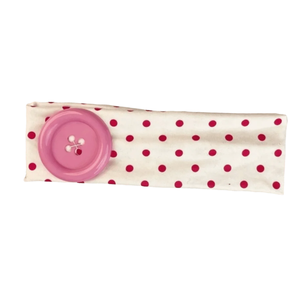 Wide Polka Dot Headband | Vintage Elastic Wrap for Yoga & Gym Hair Headband Peaceful Pleasures Health and Wellness Rose-Pink