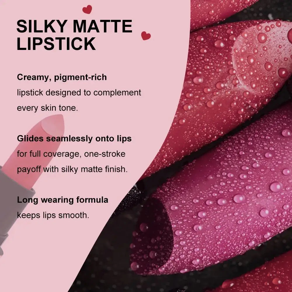 Mirsist Velvet Matte Lipstick – Waterproof & Non-Transfer, 6 Shades