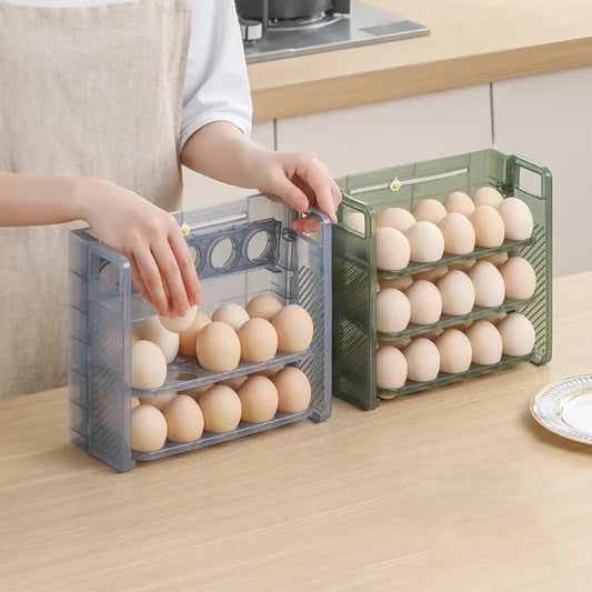 Foldable 30-Grid Egg Storage Rack | 3-Layer Fridge Organizer Egg Storage Rack Peaceful Pleasures Health and Wellness