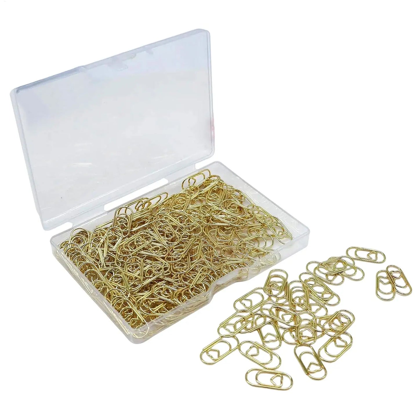 100Pcs Gold Heart Paper Clips – Decorative Binder Clamps