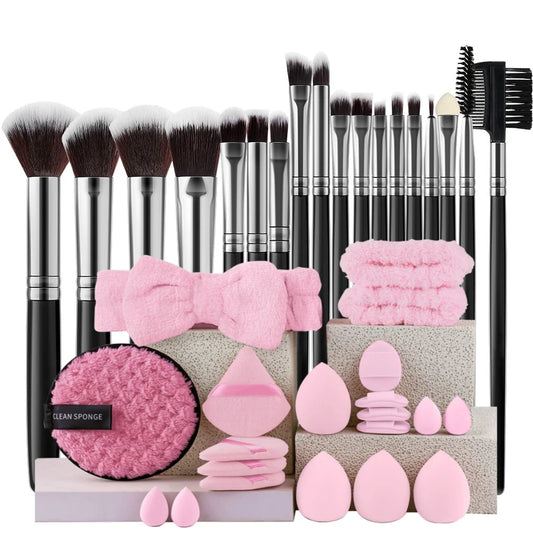 18-Piece Professional Makeup Brush Set | Soft Wood Handle Makeup Brush Set Peaceful Pleasures Health and Wellness Silver18pcs-20 set