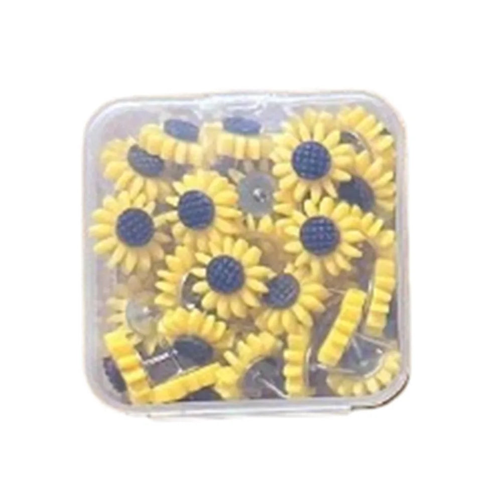 10/20/30/40/50Pcs Creative Sunflower Pushpins DIY Photo Wall Decor Colored Flower Push Pins Reusable Cute Board Push Pin Peaceful Pleasures Health and Wellness 30Pcs