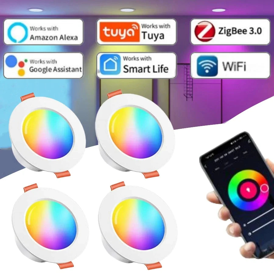 Tuya Smart LED Downlight 5W–15W RGB WiFi ZigBee Dimmable