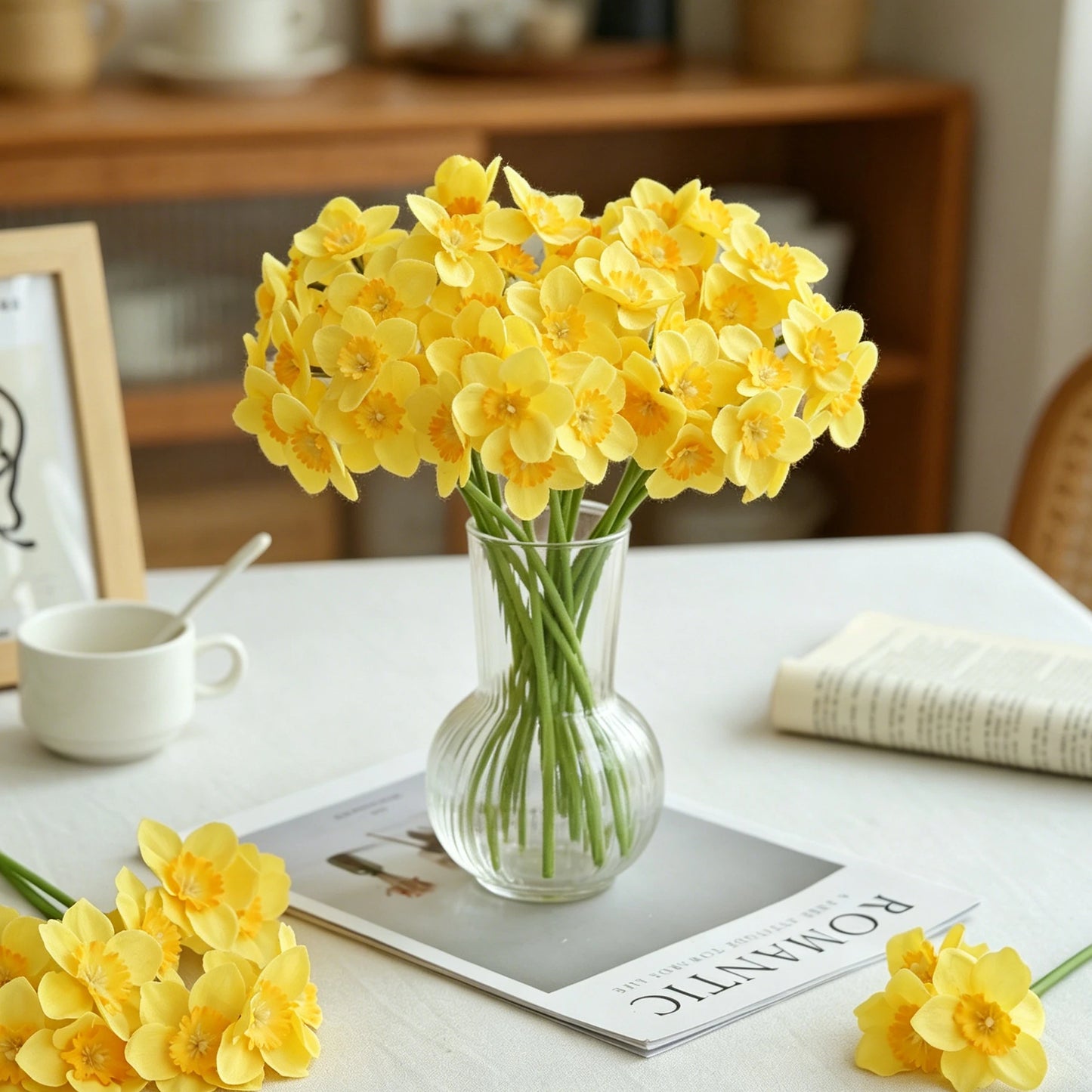 Silk Narcissus Artificial Flower Bouquet for Wedding & Home Decor