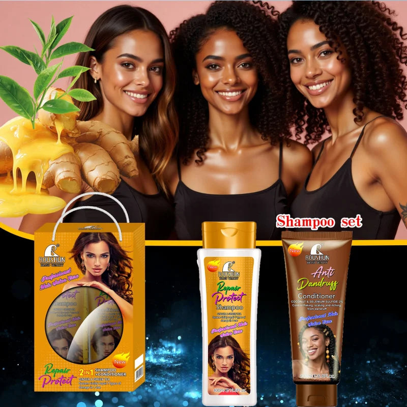 Ginger Shampoo + Coconut Conditioner set Scalp cleansing, hair nourishing, smooth and fragrant shampoo and conditioner set Peaceful Pleasures Health and Wellness