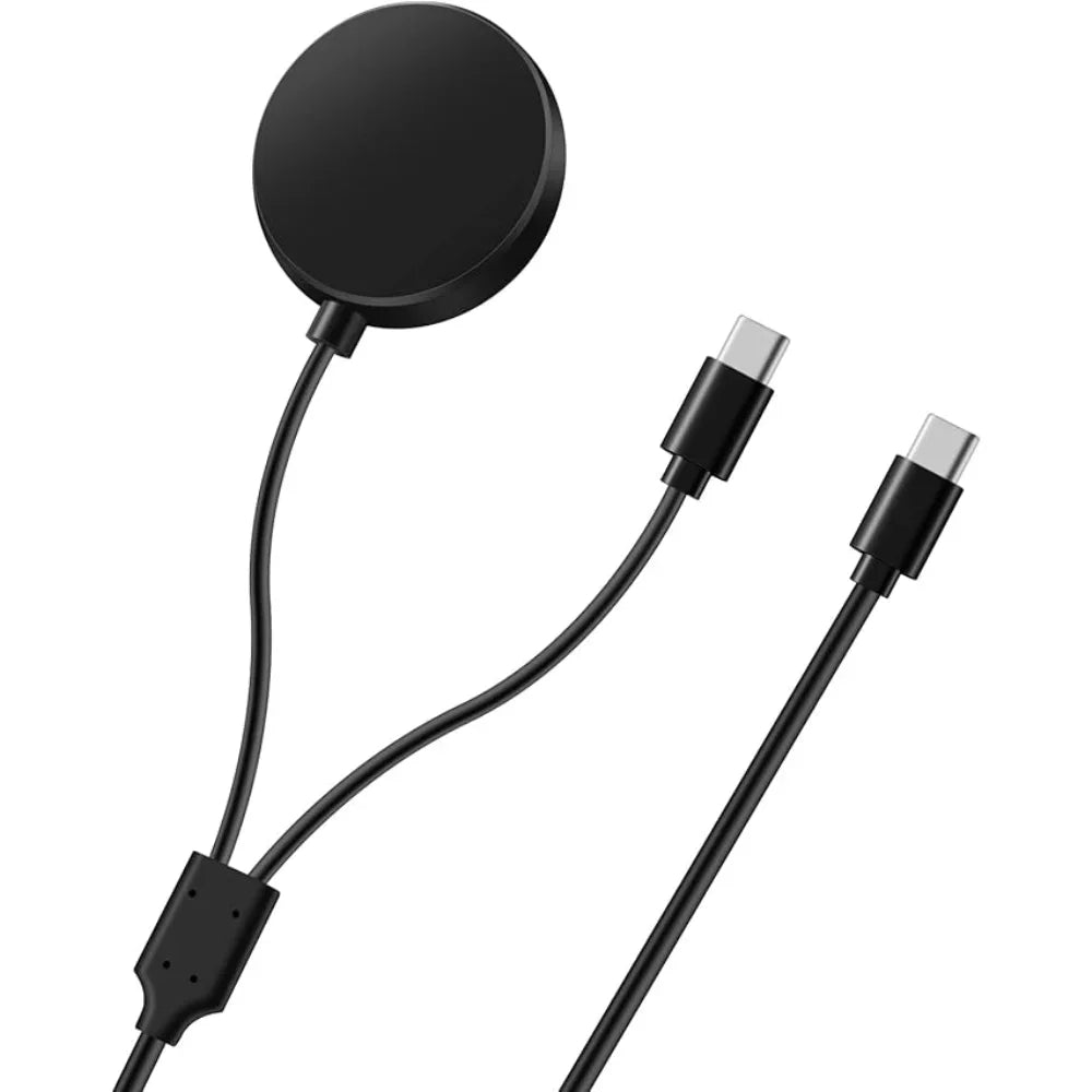 2-in-1 charger for Samsung Galaxy Watch 7/6/5/5 Pro USB-C smartwatch and smartphone charger replacement charging base cable Peaceful Pleasures Health and Wellness Black