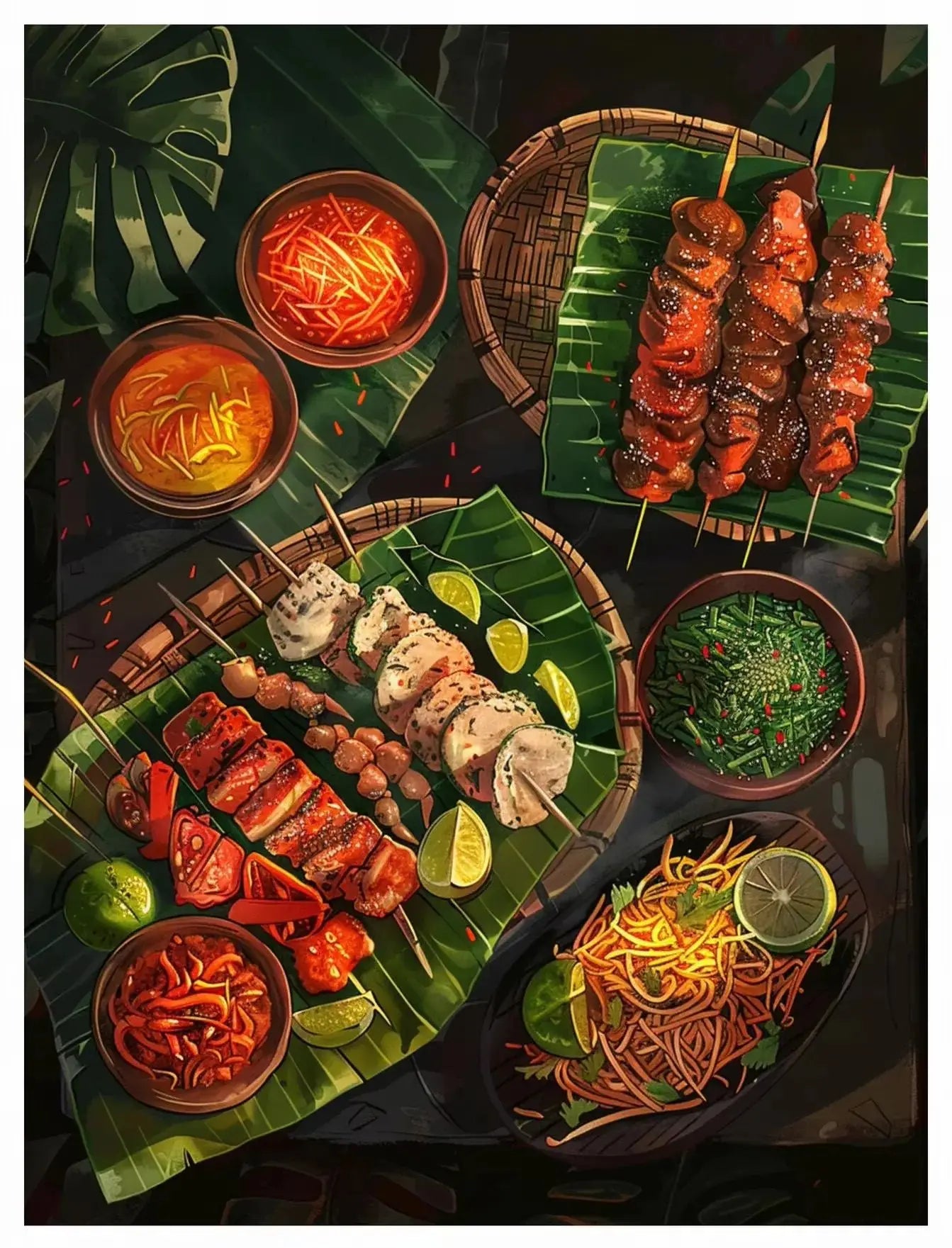 Philippines Street Food Canvas Wall Art | Unframed Poster