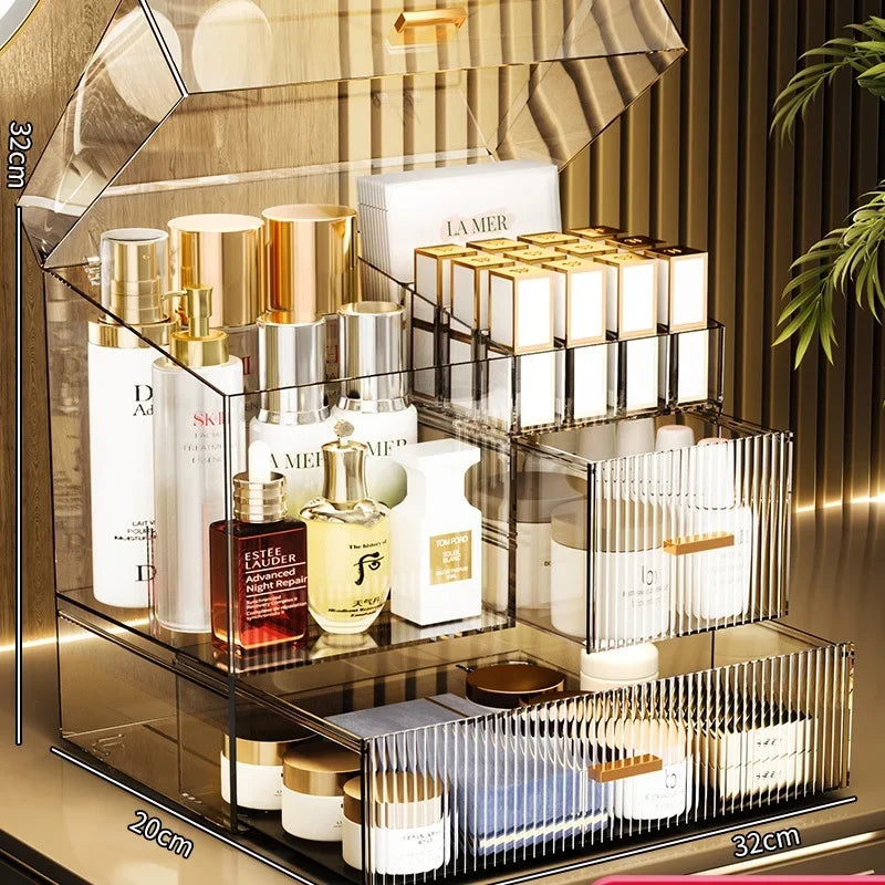 Large Acrylic Cosmetics Organizer Box – Dustproof Makeup Storage