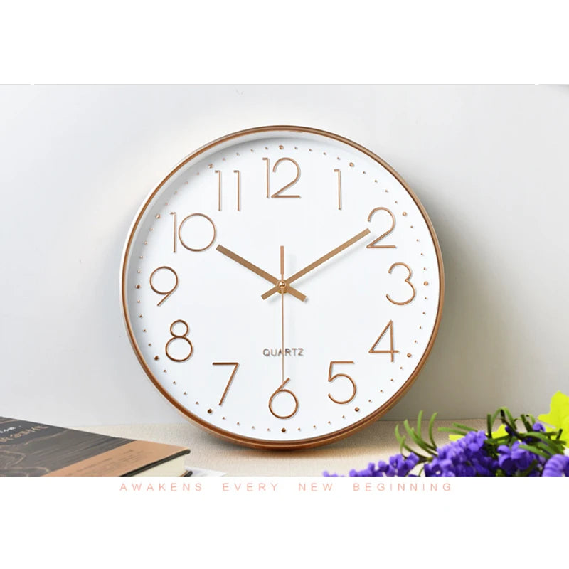 Pointer Display Simple Silent Circular Wall Clock Fashionable Wall Mounted Office Bedroom Clock Home Decoration Peaceful Pleasures Health and Wellness