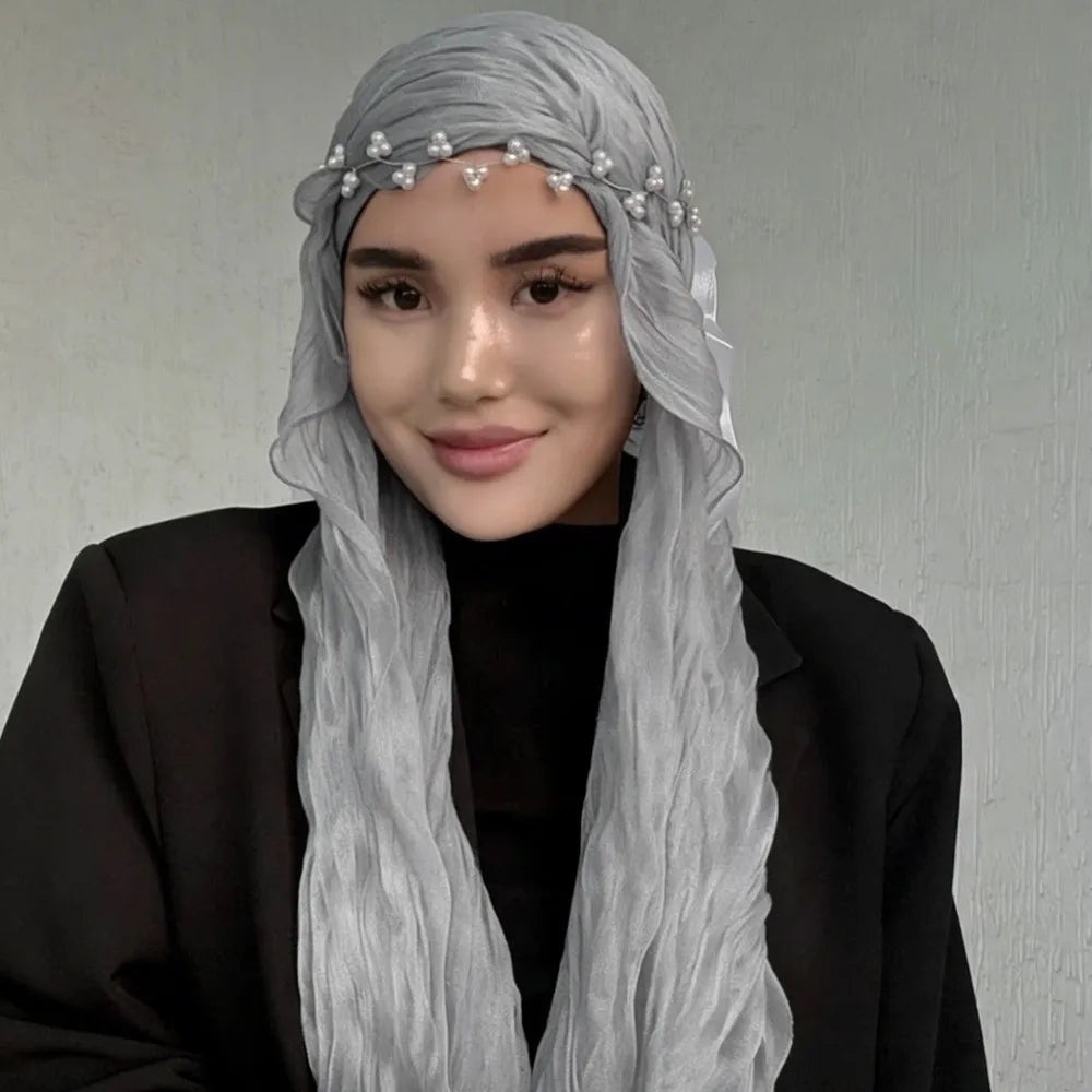 Solid Chiffon Scarf – Ruffled Shawl, Hijab & Wrap for Women