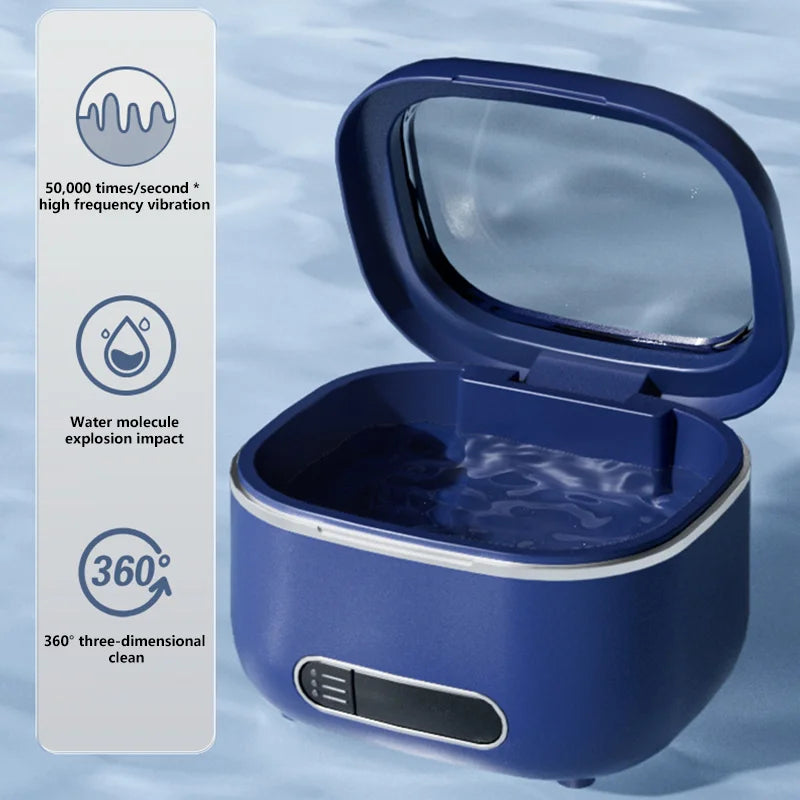 Ultrasonic Cleaning Machine 3Speed Timed Household USB Charging Jewelry Cleaner For Dentures Retainer Mouth Guard Aligner Peaceful Pleasures Health and Wellness