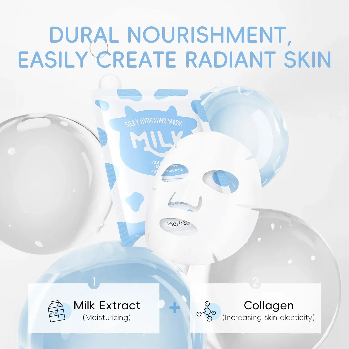 LAIKOU Milk Collagen Sheet Mask – Hydrating & Brightening 5-Pack
