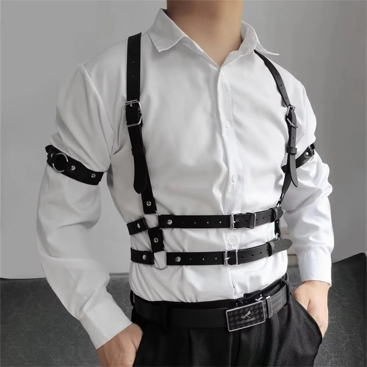 Tactical Techwear Hip Hop Punk Leather Body Harness Chest Shoulder
