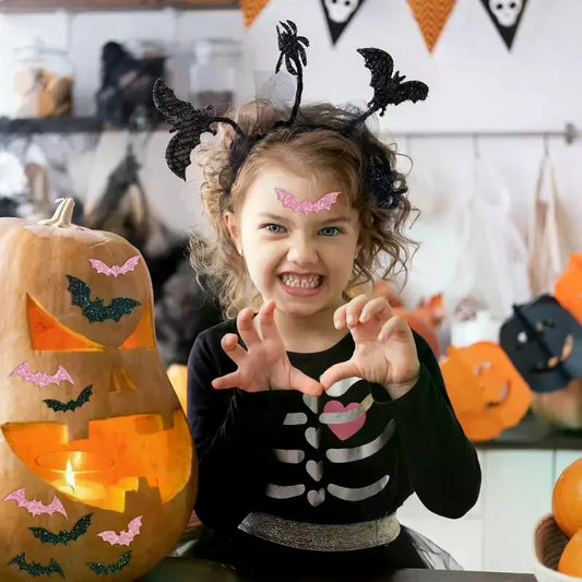 500pcs Halloween Bat Stickers Roll – Glitter Laser Self-Adhesive Halloween Craft Stickers Oasis Select