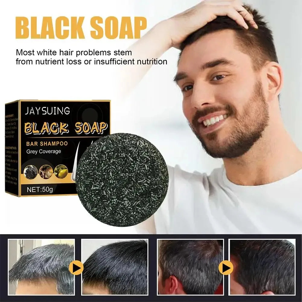 50g Grey Coverage Bar Shampoo Repair Gray White Hair Color Treatment Nourishing Anti Dandruff Natural Hair Darkening Soap Peaceful Pleasures Health and Wellness