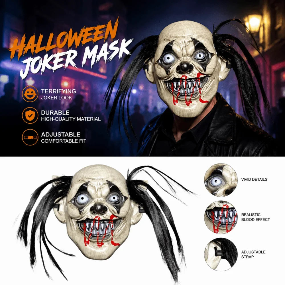 Realistic Joker Full Face Mask | Spooky Halloween Costume