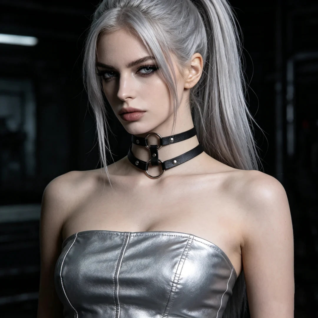 YK2 Women Sexy Fashion PU Leather Collar Gothic Street Erotic Bdsm