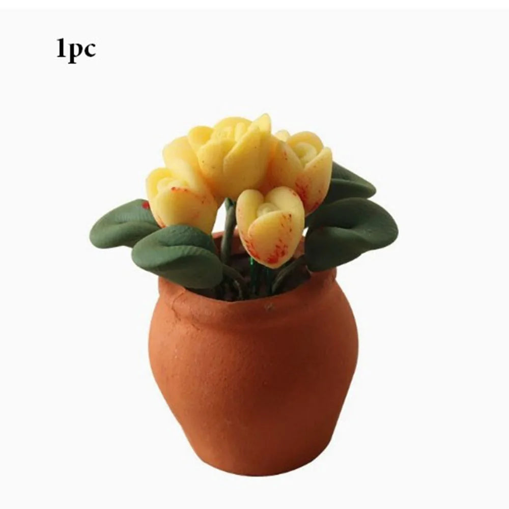 1:12 Dollhouse Miniature Potted Plants | Mini Bonsai & Pot Set