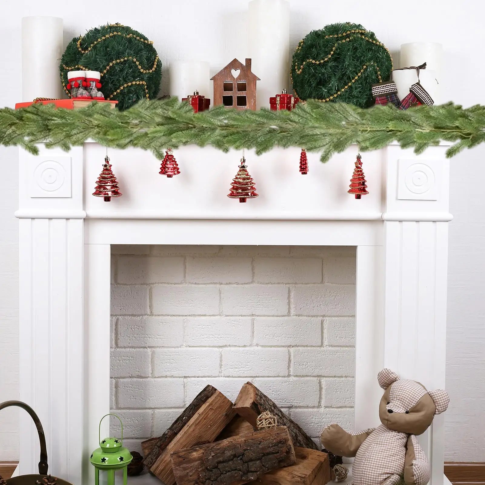 78.74" Artificial Pine Cedar Branches | Faux Christmas Stems Artificial Christmas Stems Peaceful Pleasures Health and Wellness