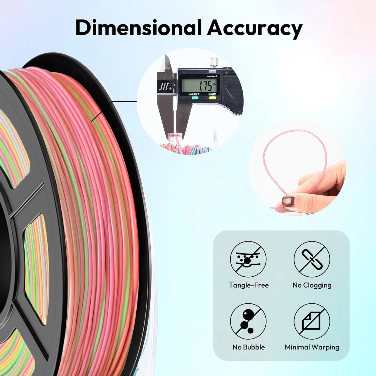 Color Changing Rainbow TPU Filament 95A – Flexible 3D Printing