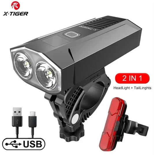 X-Tiger 1800 Lumen LED Bike Light – 5200mAh Rechargeable Bicycle Headlight Oasis Select