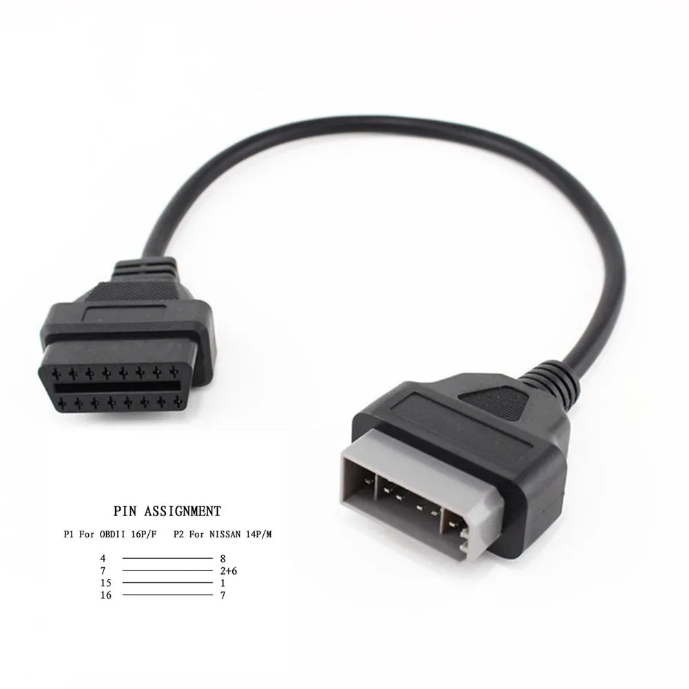 Nissan 14-Pin to OBD2 16-Pin Diagnostic Adapter Cable