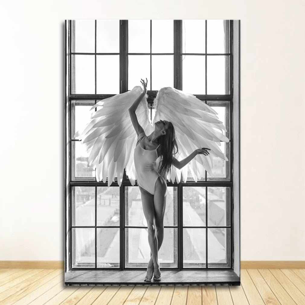 Guardian Angel Canvas Wall Art | Scandinavian White Wings Print