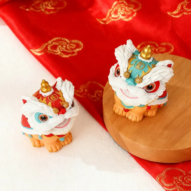 1Pcs Chinese-Style Festive Lion Dance Ornament for Desktop, Living Room, Tv Cabinet, Wine Cabinet, Entrance Decoration, High-End Feel, Wealth-Attracting Housewarming Gift, Best Gift for Christmas, Halloween, Thanksgiving, New Peaceful Pleasures Health and Wellness
