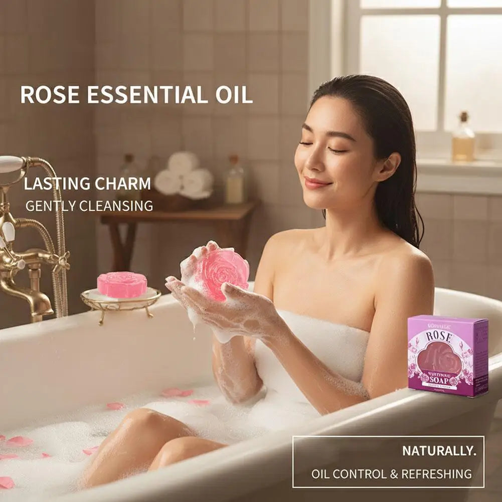 Rose Extract Cleansing Soap Bar – Exfoliating Face & Body Wash