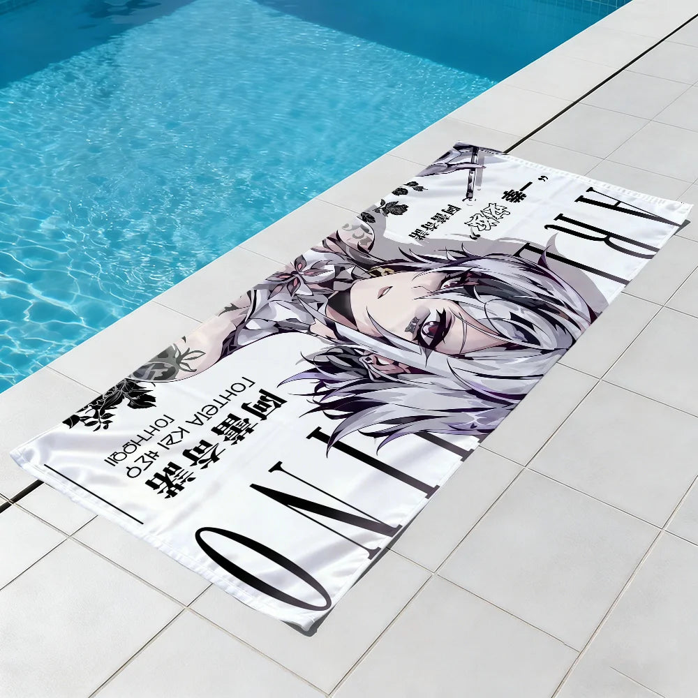 Anime Girl Quick-Dry Beach Towel | Soft Microfiber Pool Towel Quick-Dry Beach Towel Peaceful Pleasures Health and Wellness