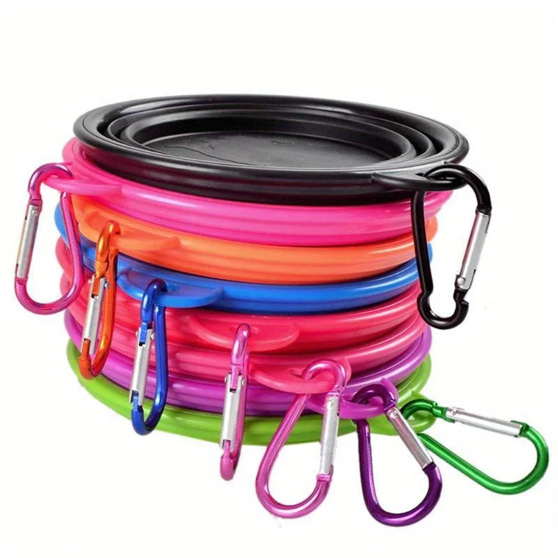 Foldable Silicone Pet Travel Bowl 1000ml with Carabiner