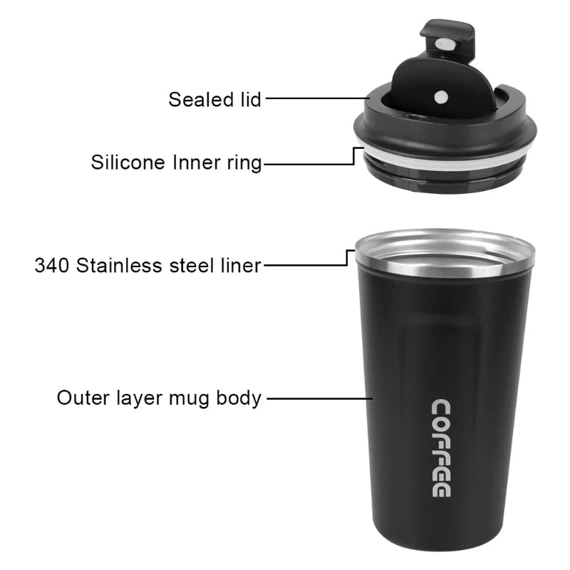 Stainless Steel Travel Thermos Mug 380/510ml – Leak-Proof