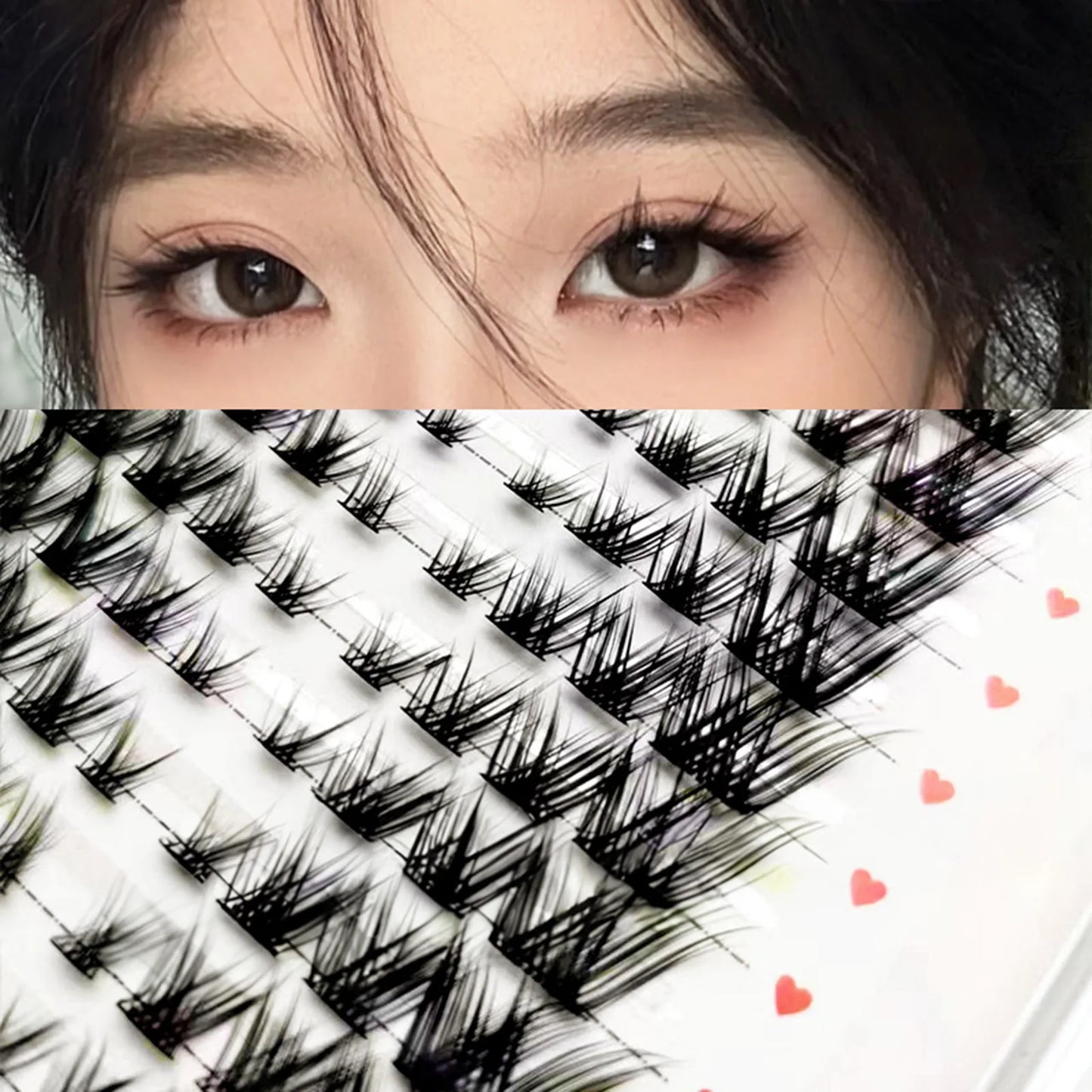 Foxes Style Cluster False Eyelashes – 32 Rows Thick Volume