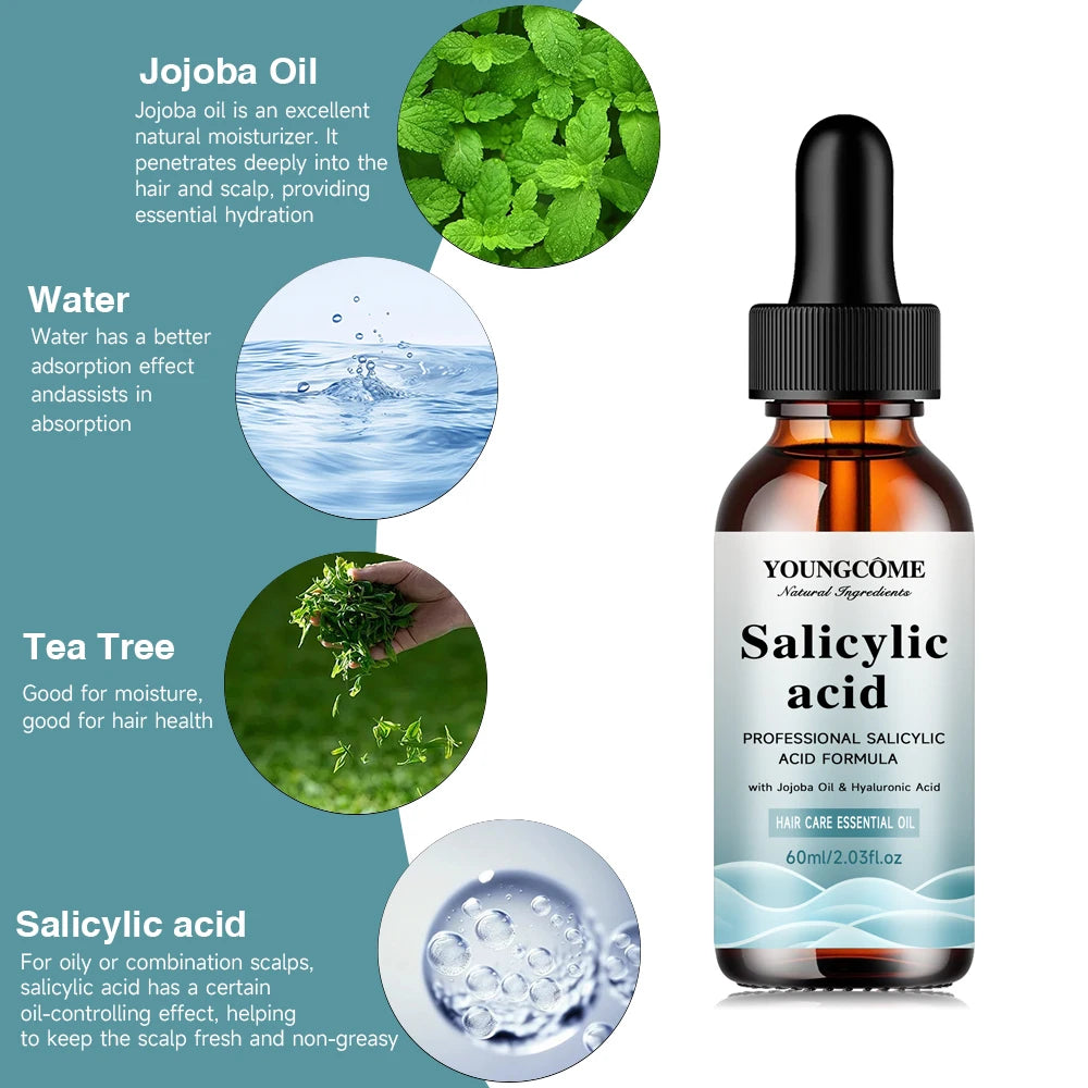 Salicylic Acid Hair Shampoo Magical Repair Damage Frizzy Soft Smooth Shiny Hair Deep Clean Moisturizing Keratin Hair Care Essent Peaceful Pleasures Health and Wellness