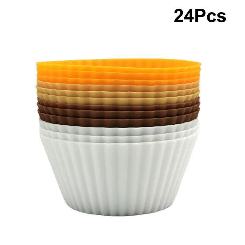 Silicone Cupcake Molds 12/24 Pack – BPA-Free Muffin Baking Cups