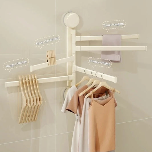 Drill-Free Suction Cup Rotating Double Bar Towel Rack | YUNJIEYA Suction Towel Rack Peaceful Pleasures Health and Wellness