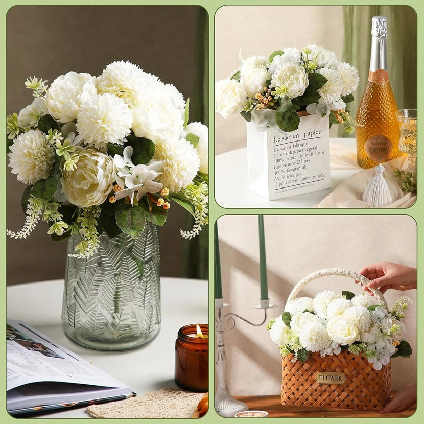 Silk Peony Artificial Flower Bouquet for Wedding & Home Decor