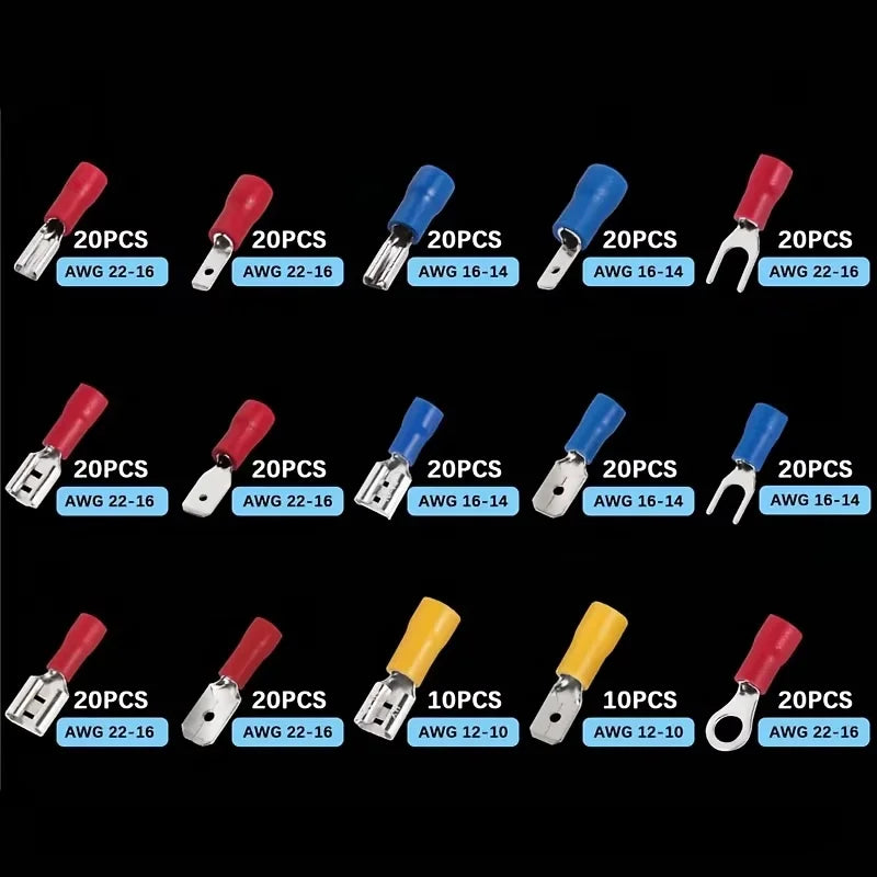 280-Piece Insulated Crimp Terminal Kit – Color-Coded Connectors Peaceful Pleasures Health and Wellness