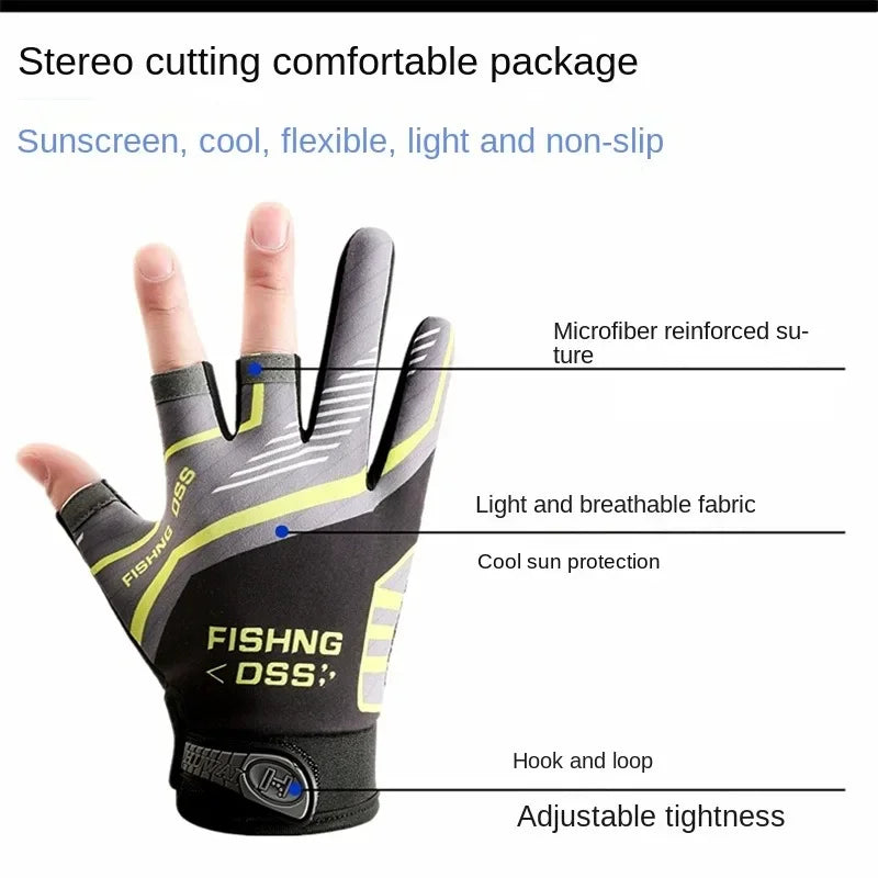 Men's Fingerless Fishing & Cycling Gloves | UV Sun Protection