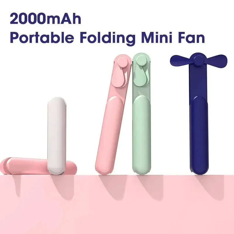 New Mini 3-in-1 Handheld Fan USB Charging Foldable Portable Pocket Fan with Portable Power Bank for Home Outdoor Peaceful Pleasures Health and Wellness