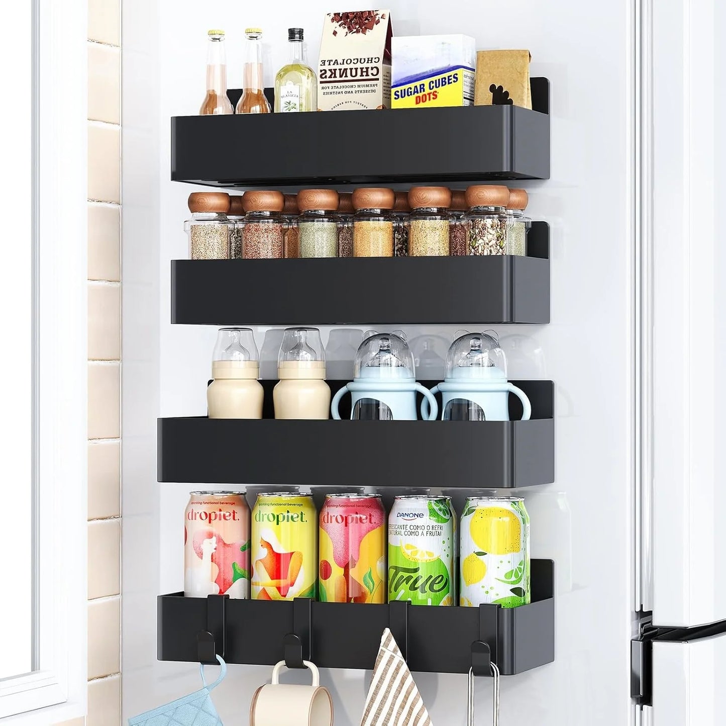 2Pcs Magnetic Spice Rack for Refrigerator, Multipurpose Magnetic Shelf for Fridge for Kitchen and Bathroom Organization Peaceful Pleasures Health and Wellness