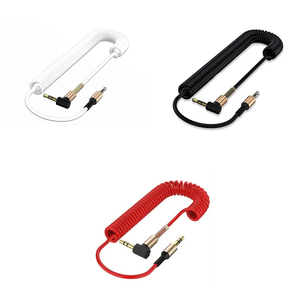Headphone Cord Speaker Spring Cable Gold-plated Plug Elbow Male To Male Stereo Audio Wire Audio Cable Aux Cable Car Aux Cord Peaceful Pleasures Health and Wellness