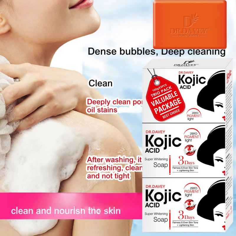 3pcs Kojic Acid Soap Cleansing and Moisturizing Handmade Soap for Bathing, Face Washing, and Skin Moisturization Peaceful Pleasures Health and Wellness