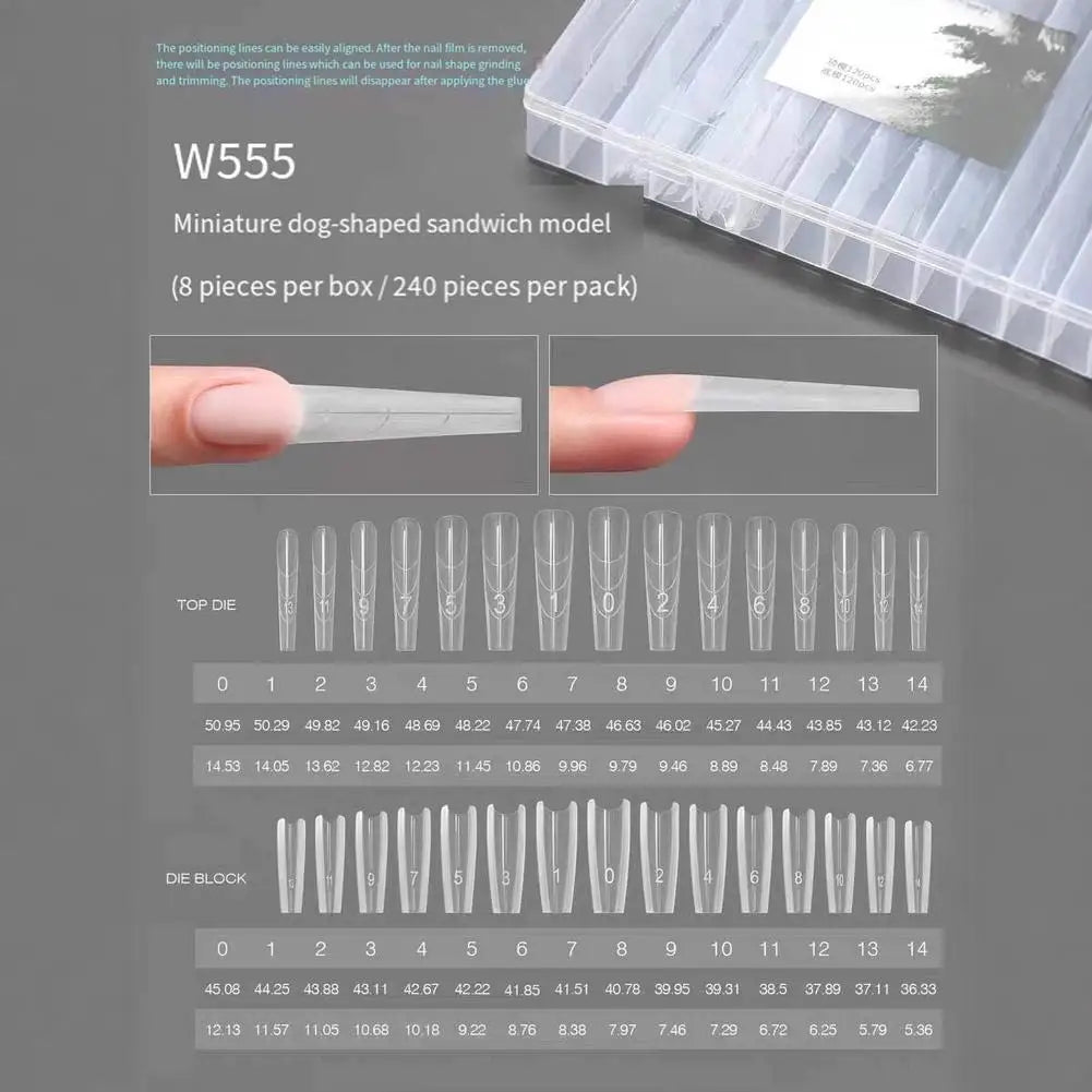 240Pcs Reusable Dual Nail Forms – Almond & Coffin Extension Molds