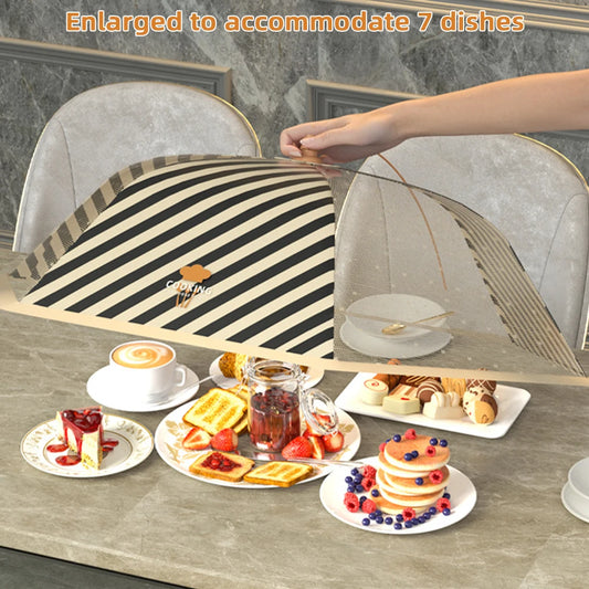 Dining Table Umbrella, Foldable Food Cover,Fine Mesh Large Capacity Foldable Food Umbrella-Tent,Anti-Fly Table Meal Covers, Peaceful Pleasures Health and Wellness Striped Cooking Round 70cm