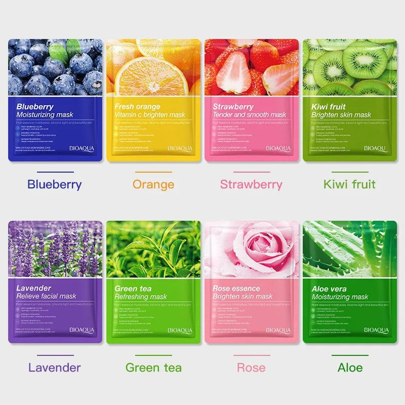 BIOAOUA 8-Pack Natural Plant Face Masks | Hydrating & Firming