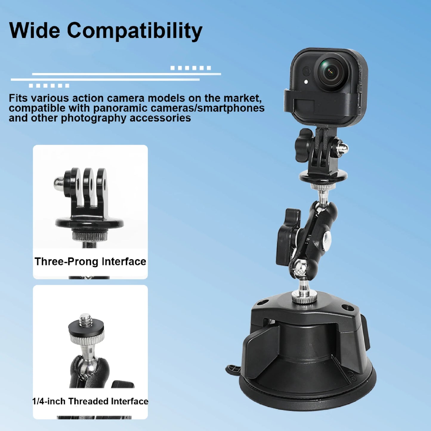 Multi-Surface Compatibility Stable Under Load Suitable For Insta360 Go Ultra Camera Vehicle Suction Cup Mount Accessory Peaceful Pleasures Health and Wellness