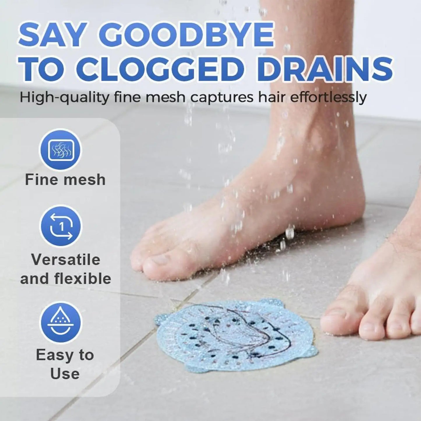 Shower Drain Hair Catcher Sticker Fine Mesh Filter 30 Pack